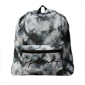 Victoria’s Secret PINK Packable Backpack Belt Bag Black/Gray Abstract Tie Dye